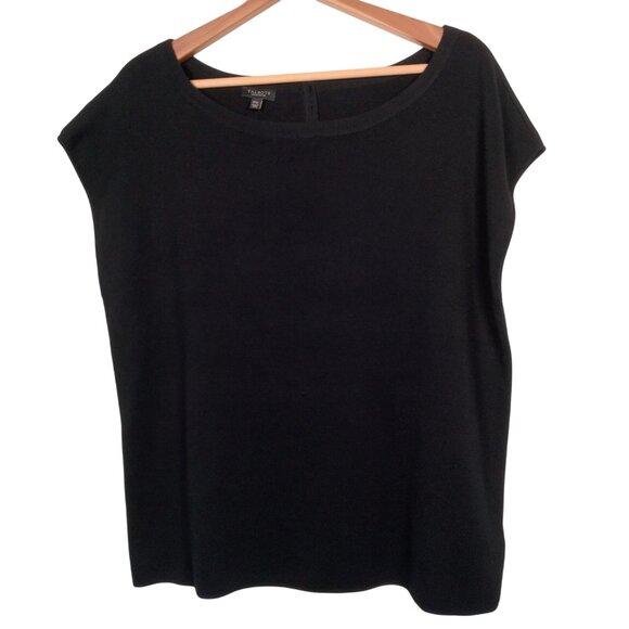 Talbots Sleeveless Sweater Shirt Women PETITE 2XP Black Lightweight Cotton Rayon - Picture 1 of 10